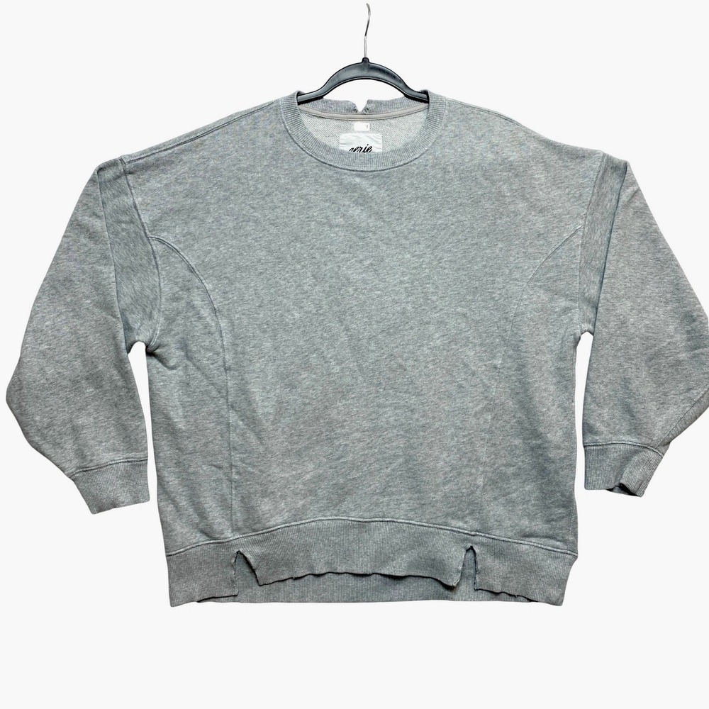 Aerie Sweatshirt Womens Small Gray Crewneck Side Slit Oversized Pullover
